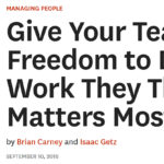 Give Your Team the Freedom: our article in Harvard Business Review